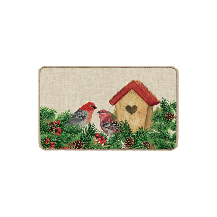 Cardinals and Birdhouse Doormat