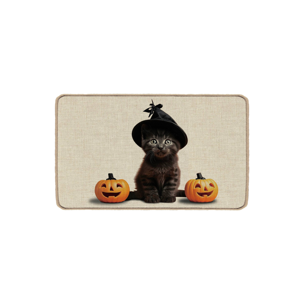 Cat with Pumpkins Doormat