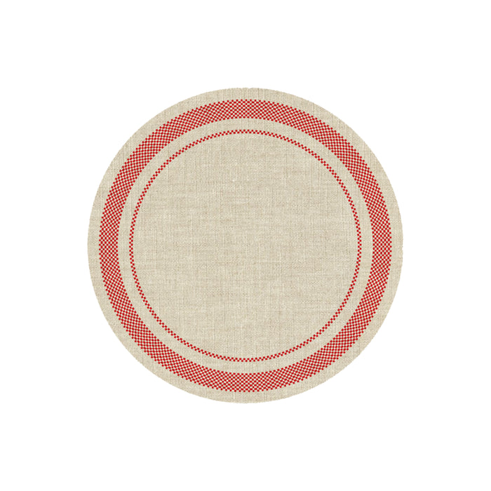 Checker Border Natural & Red Placemat