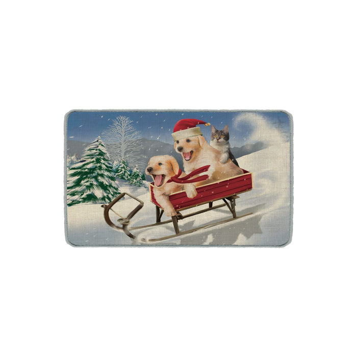 Dogs on Sled Doormat