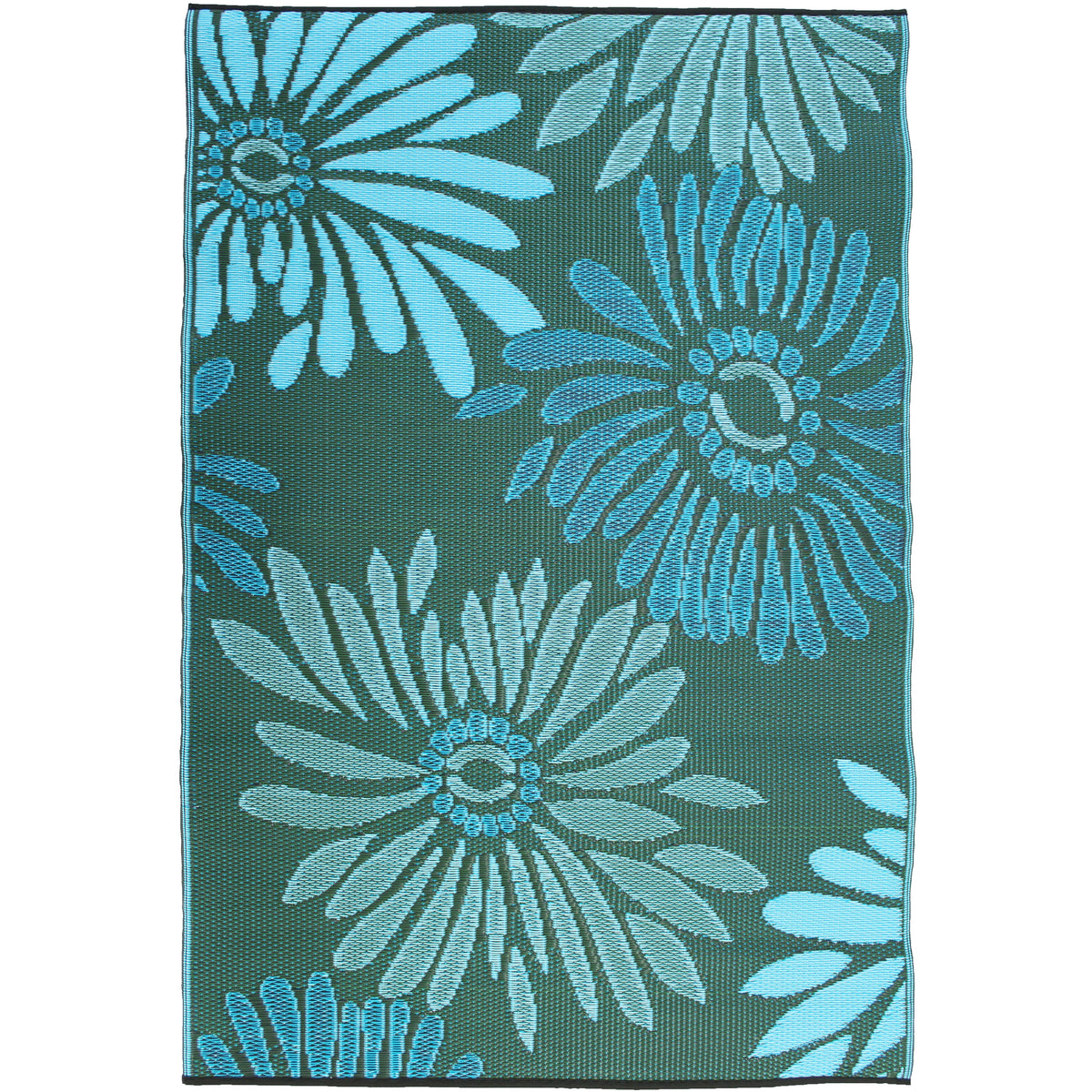 Mad Mats Daisy Aqua Green Reversible IndoorOutdoor Area Rug Avocado