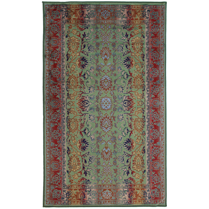 Green Multi Rug Artificial Silk Floral Multi Green Indoor Area Rug | Avocado Decor