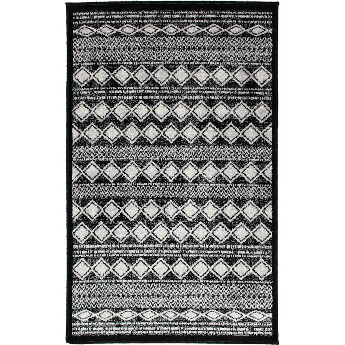 Artificial Silk Matrix Black Indoor Area Rug | Avocado Decor